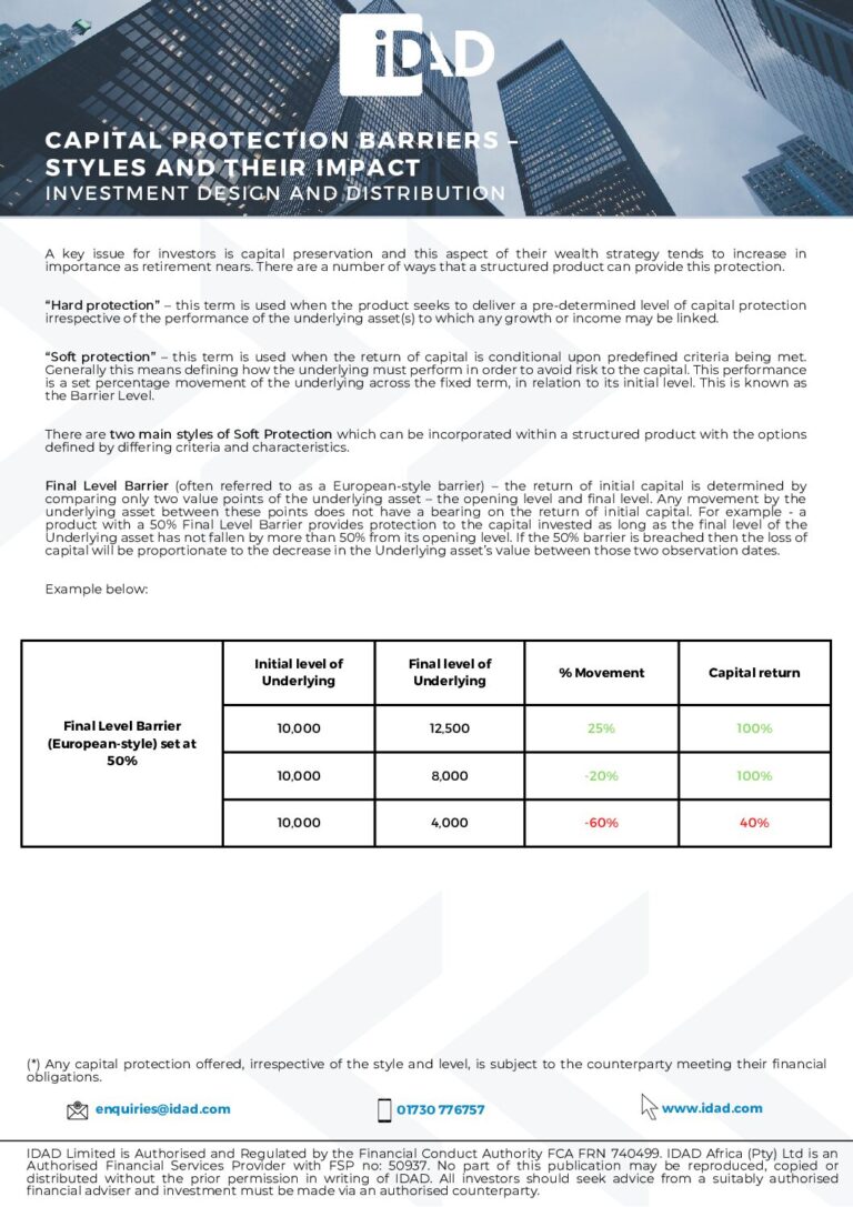Capital Protection Barriers – styles and their impact - IDAD
